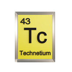Technetium front - Periodic Table Element, Scientific and Educational Use, Transparent and...