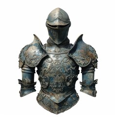 A knight's armor is shown in a very detailed and realistic manner