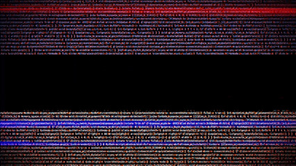 Binary code on flag of Estonia. Program source code or Hacker concept on Estonian flag. Estonia...