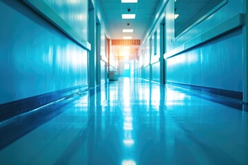 Fototapeta premium Long Blue Hallway