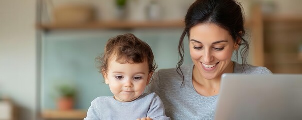 Businesswoman smiling at home while playing with her child, worklife balance, parenting and career harmony