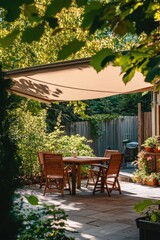Fototapeta premium Outdoor seating area under a canopy