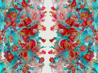 Fluid Streaks of Red and Blue in Abstract Vertical Design