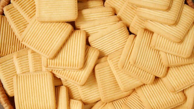 Shortbread cookies in a basket.
