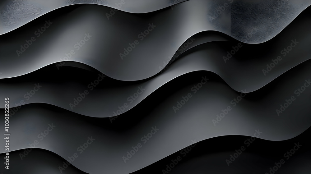 Aufkleber abstract waves of black material creating a smooth texture.