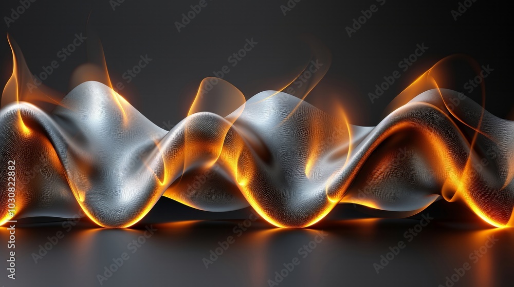Poster a dynamic display of flowing fabric appears to be engulfed in flames, creating an artistic blend of 