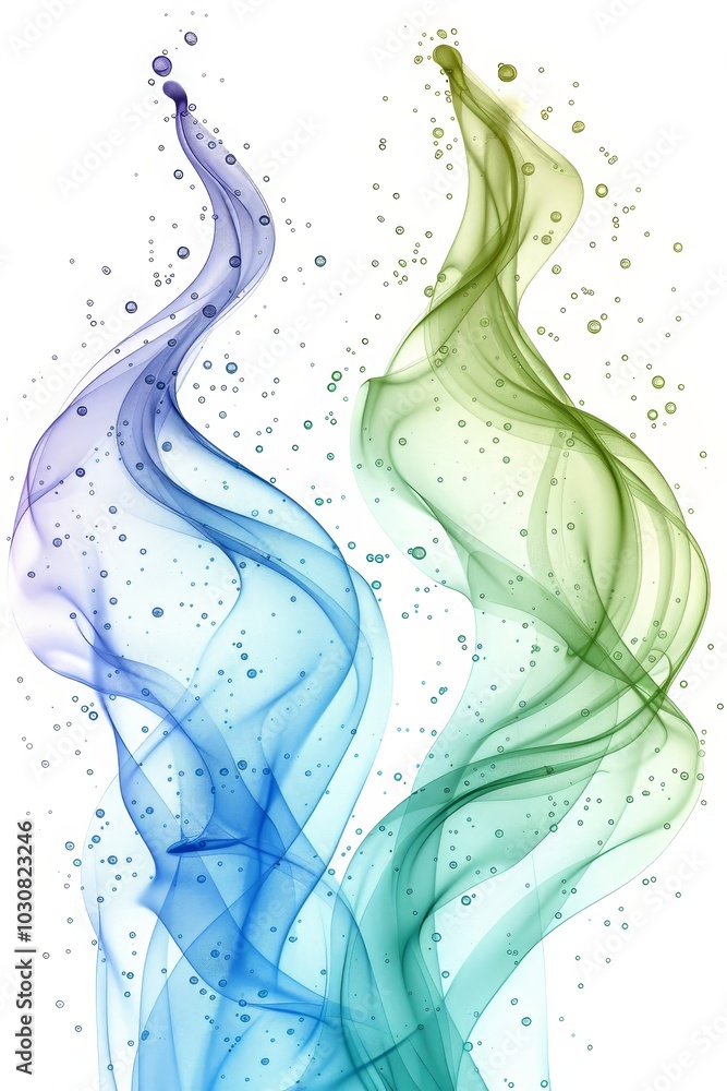 Aufkleber ethereal swirls of blue and green create a mesmerizing display, complemented by tiny bubbles that en