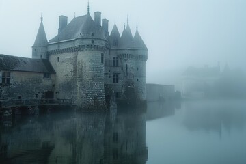 Fototapeta premium Castle on Foggy Lake