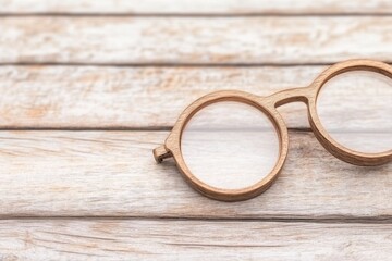 Round wooden glasses on rustic wooden surface