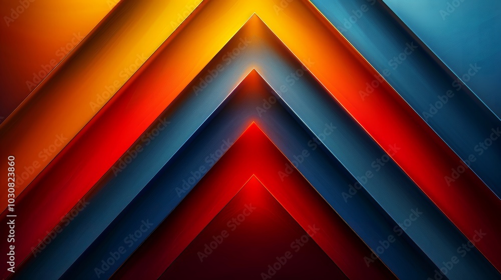 Poster brightly colored layers create a striking abstract design featuring bold gradients of orange, red, a