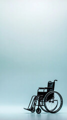 Obraz premium Wheelchair in empty room with soft lighting and subtle shadows, background