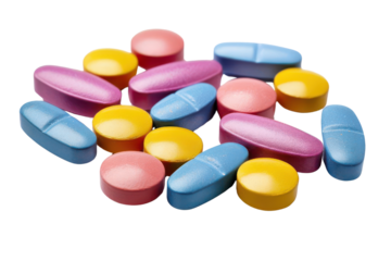 PNG Colorful tablets, isolated on white background.