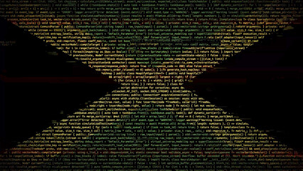 Binary code on flag of Jamaica. Program source code or Hacker concept on Jamaican flag. Jamaica...