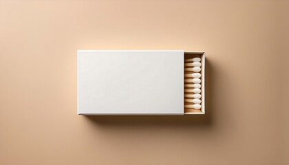 A minimalistic view of a white matchbox on a soft pastel background highlighting simplicity and tranquility. Generative AI