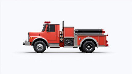 Fototapeta premium vibrant red fire truck with detailed design, featuring hoses and equipment, ready for action. This illustration captures essence of emergency response vehicles