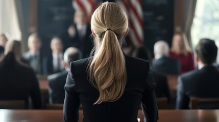 Female Politician Addressing Audience at Meeting Leadership Conference USA Election G