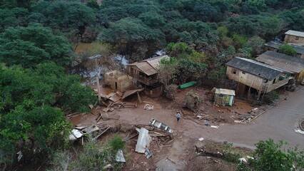 Cidade de Taquarí, Rio Grande do Sul após enchentes, alagamento, Brasil