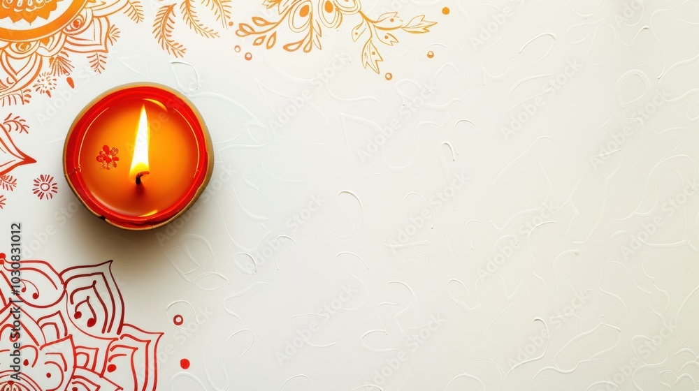Poster diwali business presentation slide with rangoli pattern and glowing diya for design and print