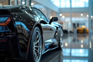 Black Sports Car Showroom