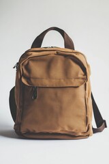 Naklejka premium Brown Backpack on White Surface