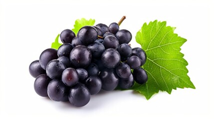 Fototapeta premium Stunning Black Grape Cluster: A Captivating Depiction on a White Background