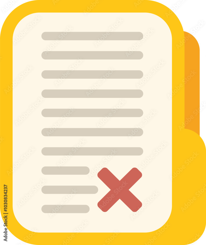 Poster this vector illustration shows a yellow folder containing a document with an error