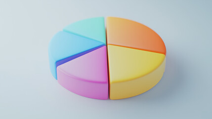 Obraz premium Colorful 3D Pie Chart Rendering