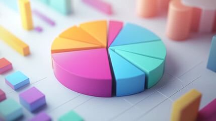 Obraz premium Colorful 3D Pie Chart Rendering