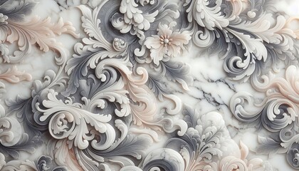 ivory marble texture in elegant style with floral pattern