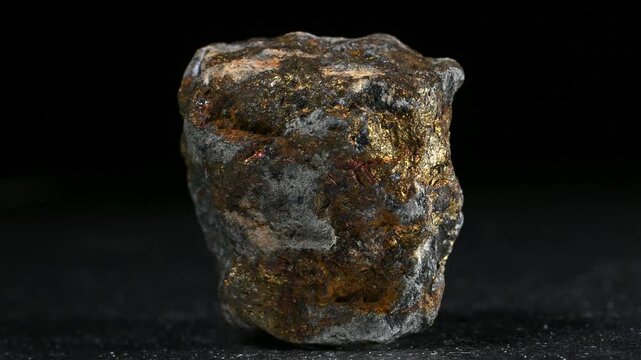 Peacock Ore / Bornite / Chalcopyrite (copper ore) sample rotating against a black background [Italy]