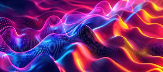 Obraz premium Dynamic Neon Wave Design for Creative Marketing and Tech Events