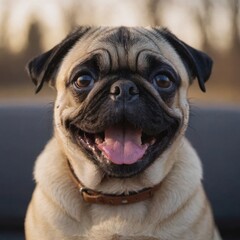 Obraz premium Pug with tongue hanging out