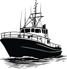 Obraz premium Cruise ship silhouette vector, Boat silhouette
