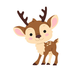 Vector illustration cute doodle baby reindeer for digital stamp,greeting card,sticker,icon,design