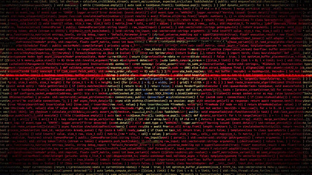 Binary code on flag of Montenegro. Program source code or Hacker concept on Montenegrin flag. Montenegro digital technology security, hacking or programming