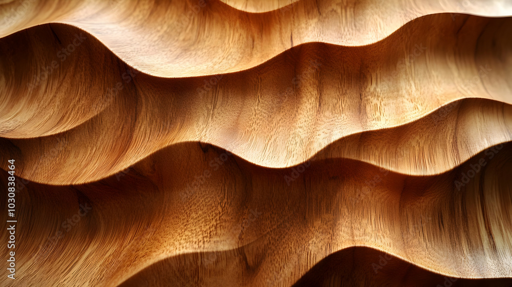 Poster abstract wood texture with wavy patterns and warm tones.