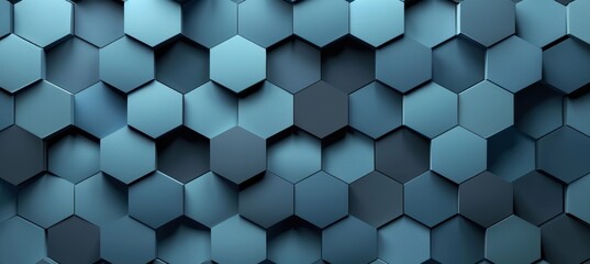 Geometric Hexagon Pattern in Blue and Gray for Technology and Blockchain Design
