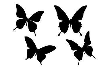 set of butterflies, Collection of Butterfly Silhouettes on White Background, Butterfly Vector Silhouettes and Designs, Butterflies silhouette black and white drawing, Butterflies flying vector set