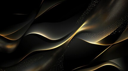 Abstract elegant gold glowing line with lighting effect sparkle on black background