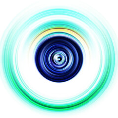 Colorful radial motion effect. Abstract rounded background. Color curves and sphere.