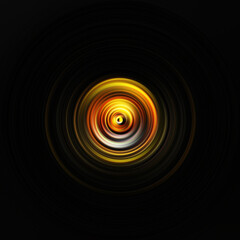 Colorful radial motion effect. Abstract rounded background. Color curves and sphere.