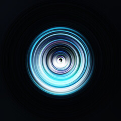 Colorful radial motion effect. Abstract rounded background. Color curves and sphere.