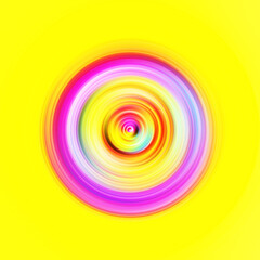 Colorful radial motion effect. Abstract rounded background. Color curves and sphere.