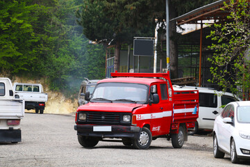 Fototapeta premium The most popular red pickup truck of nostalgic times