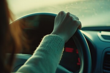 Woman driving a car