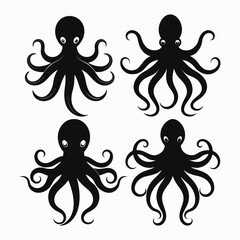 Octopus vector set illustration