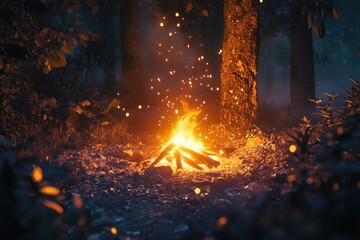 Forest Campfire Night