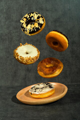 donuts with various flavors, with sweet and savory flavors