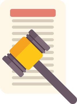 Judge's gavel is striking a document, symbolizing a legal decision or verdict