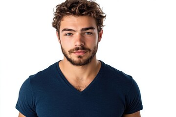 Fototapeta premium Man with beard wearing blue shirt